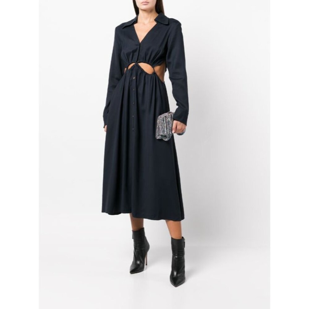 Cult Gaia Lou cut-out navy shirt dress size S